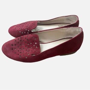 Mia Pauline Slip On Flats Loafers Burgundy Red Faux Suede Flats Size 7.5M